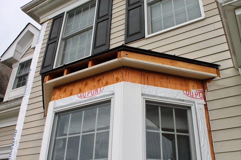 Rotted Trim Removed from Bay Window