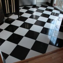 Black and White Tile Floor Installation