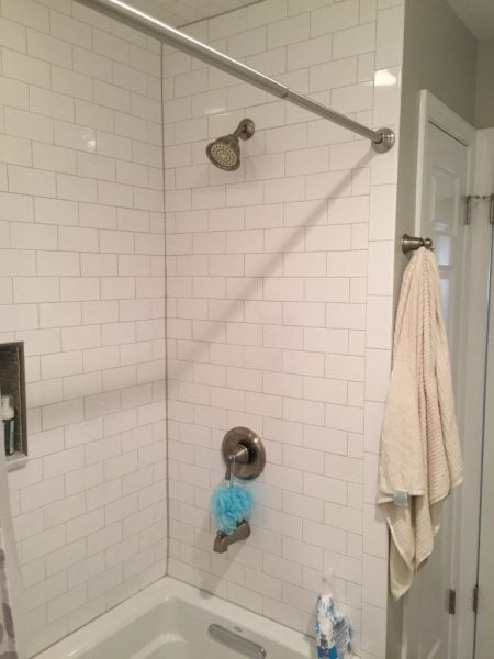 White Subway Tile with Grey Grout