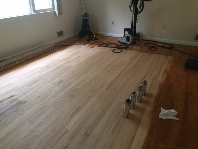 Living Room During Staining Process
