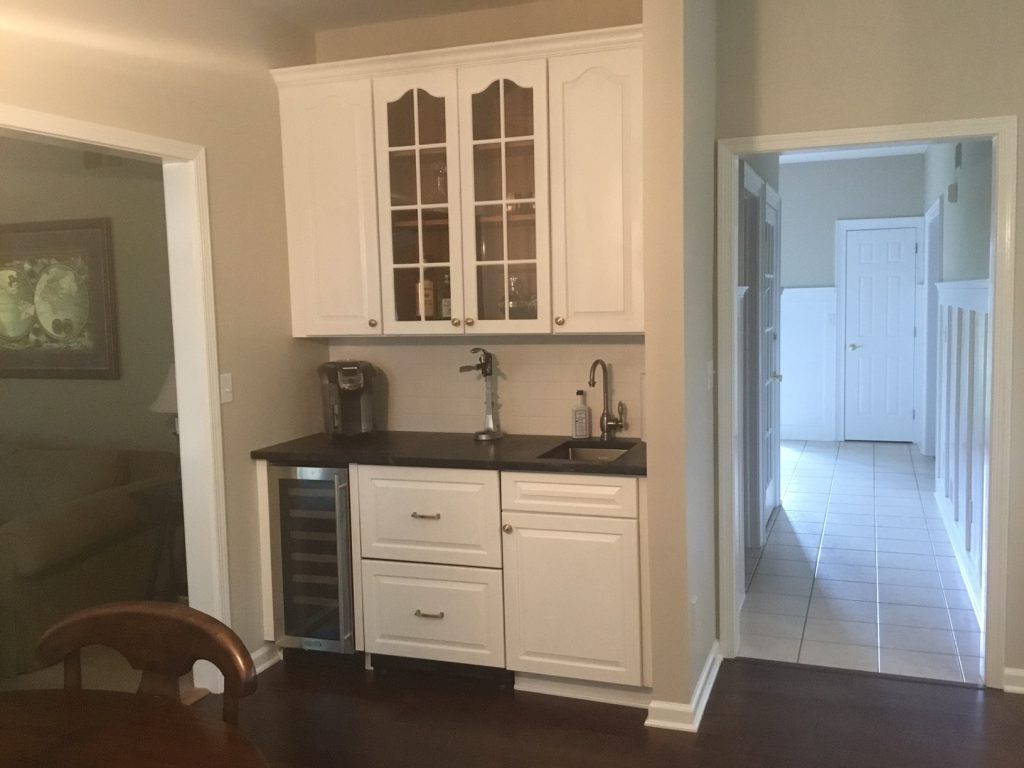 Completed Wet Bar with Wine Fridge