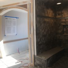 New Arched Doorway and Wall Separating Tub and Shower