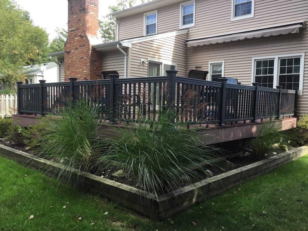 Freshly painted composite deck railings