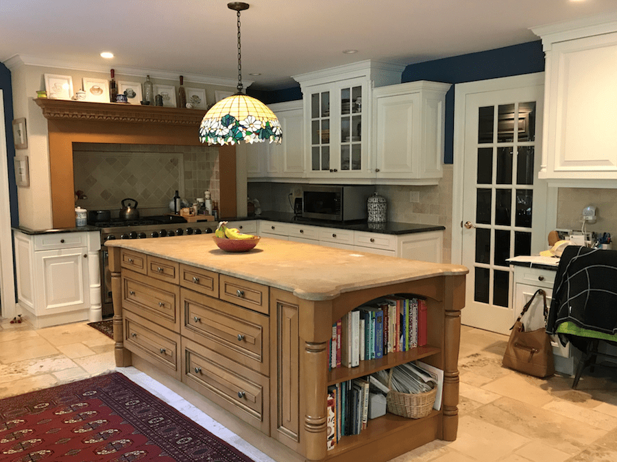 White Kitchen Cabinets Paired With Navy Walls Monk S In Nj