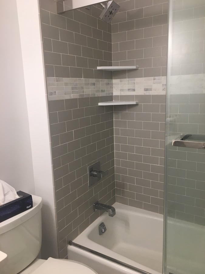 Grey Subway Tile with Mosaic Accent