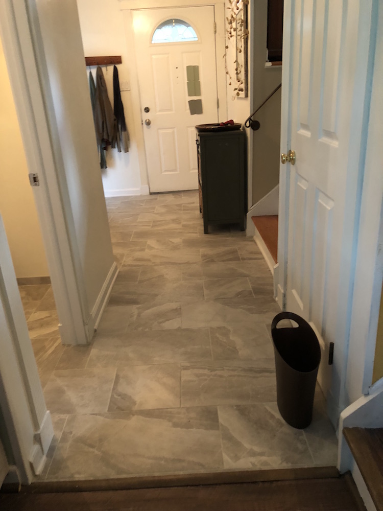 Hallway area after new tile and interior painting