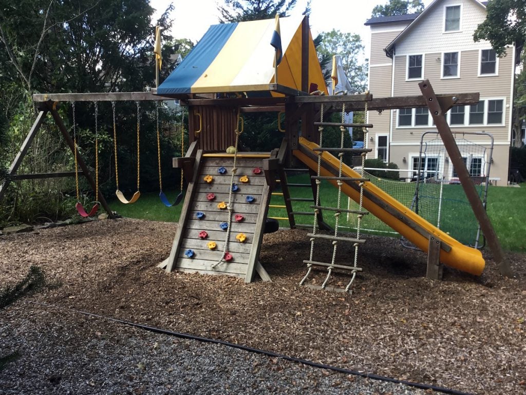 Swing Set Before Sand and Stain