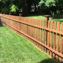 Picket fence after staining