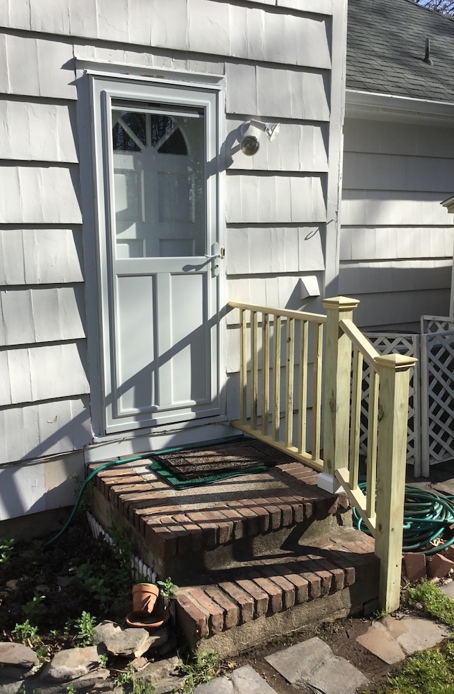 Pressure-Treated Railing and New Storm Door