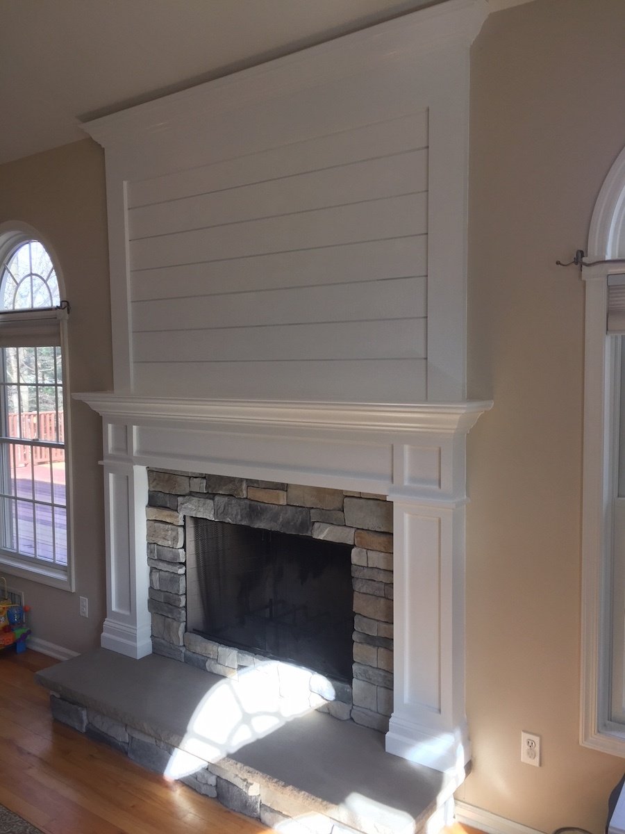 Shiplap Mantel and Bluestone Hearth - Monk's Home 