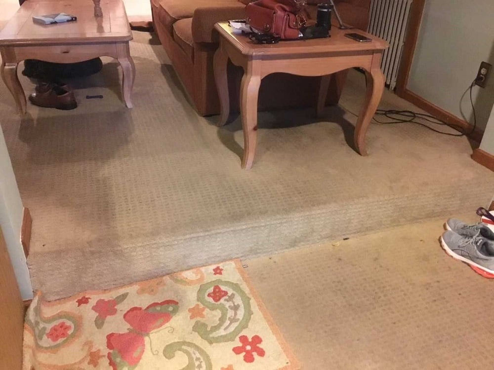 Stair with carpet before removal