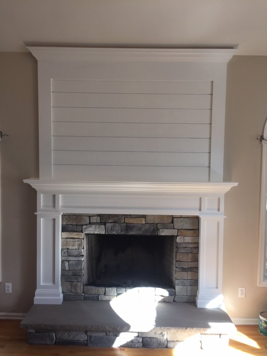 Shiplap Mantel and Bluestone Hearth - Monks Home Improvements in NJ