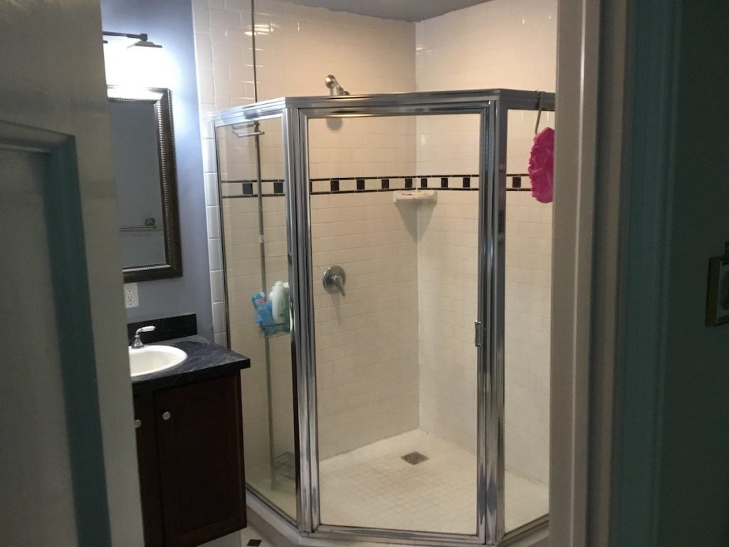 Existing Framed Corner Shower