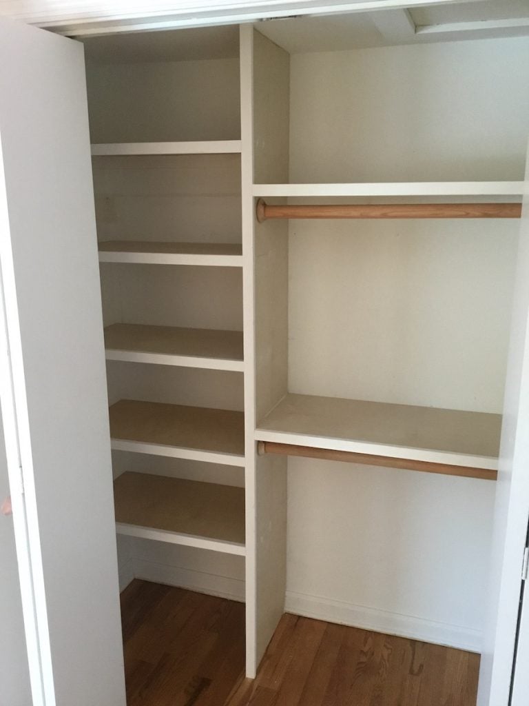 Girl's Reach-In Closet After Shelving Was Installed