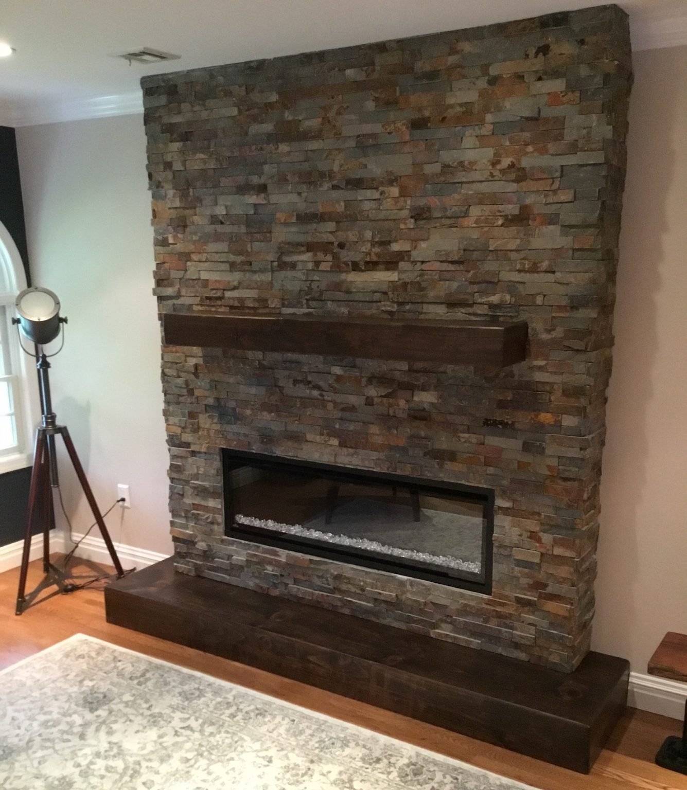 Stacked Stone Electric Fireplace - Monk's Home Improvements in NJ