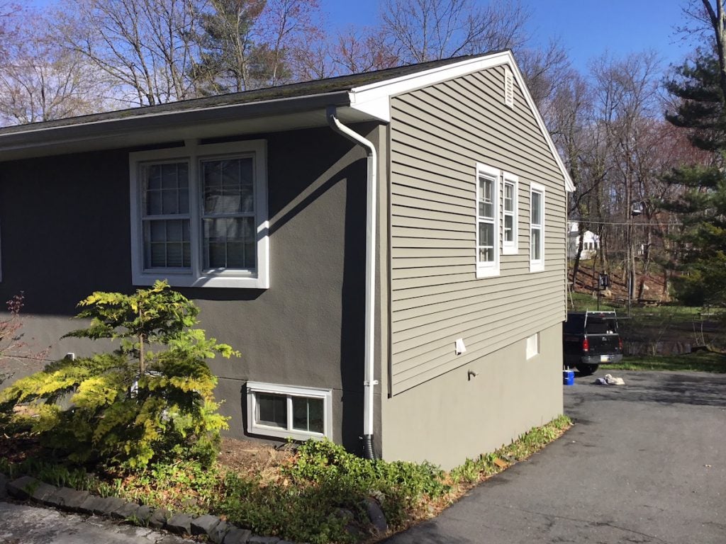 Updated Vinyl Siding and Foundation Painted Gray