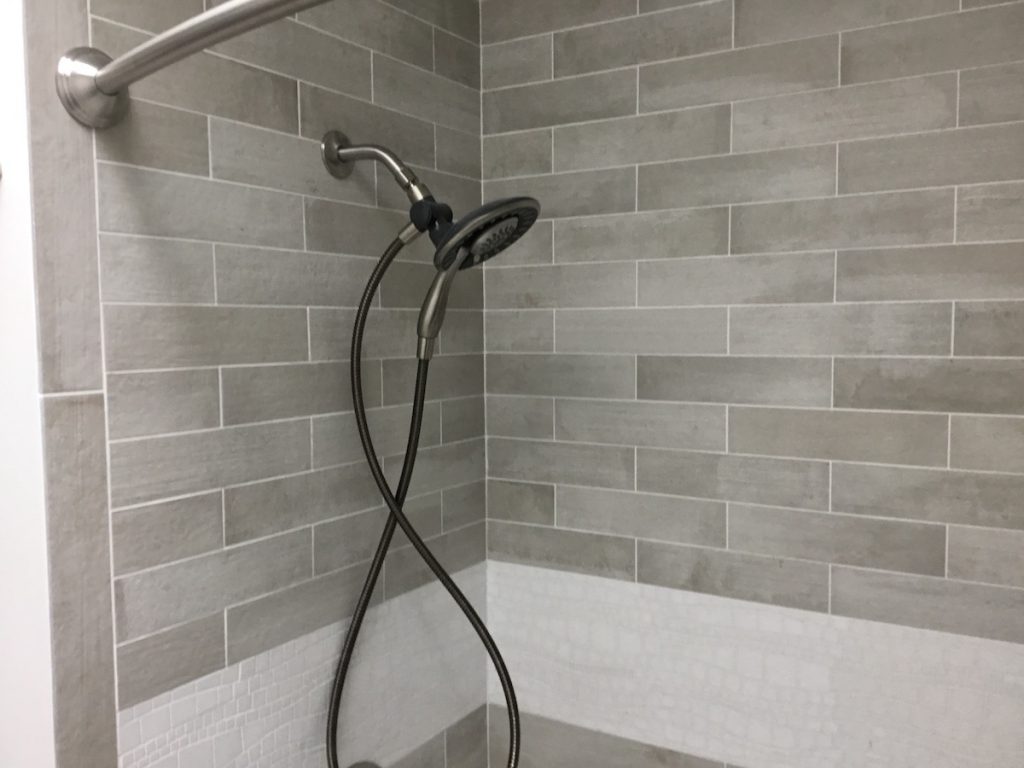 Cement-Look Tile Shower over Tub