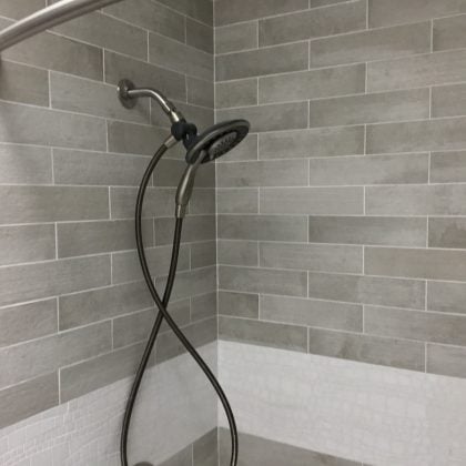 Cement-Look Tile Shower over Tub