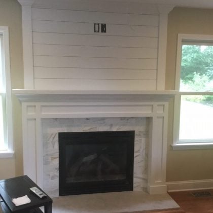 Fireplace with Shiplap and Tile