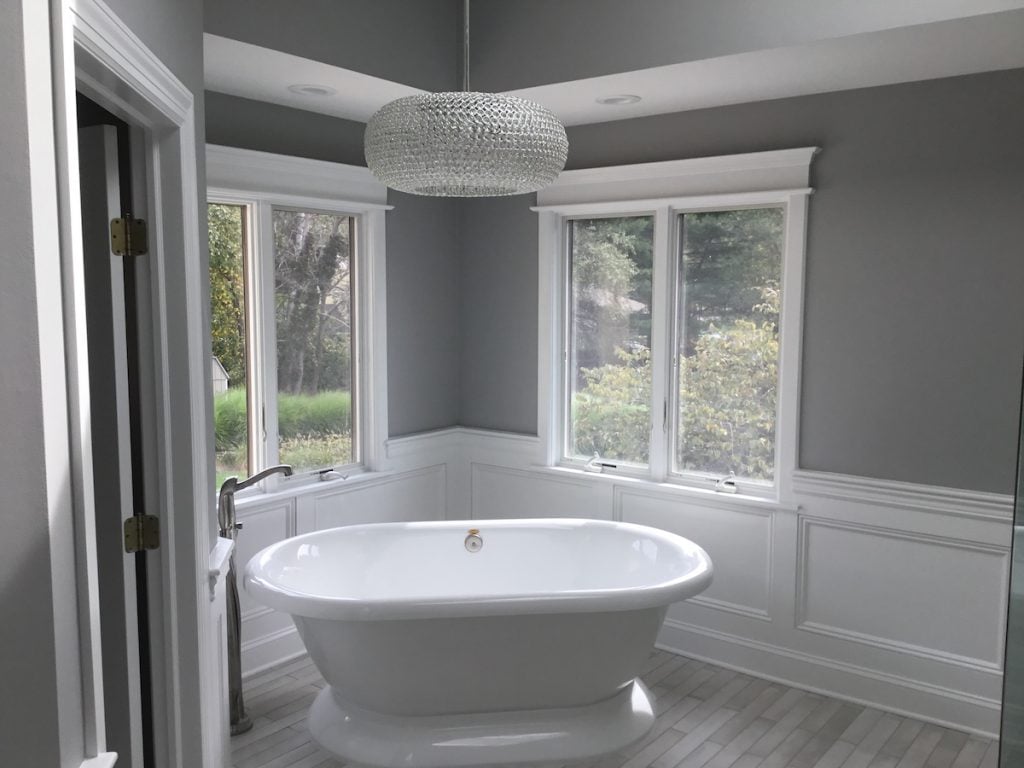 Freestanding Tub with Chandelier