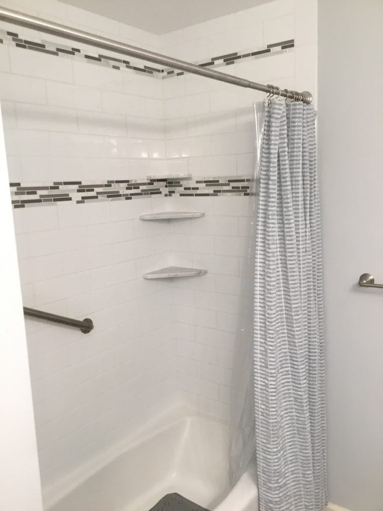 Grey & White Tile with Matching Curtain