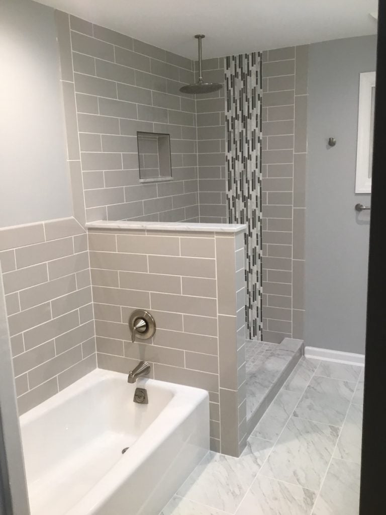 Gray Wall Tile with Gray Mosaic Accent