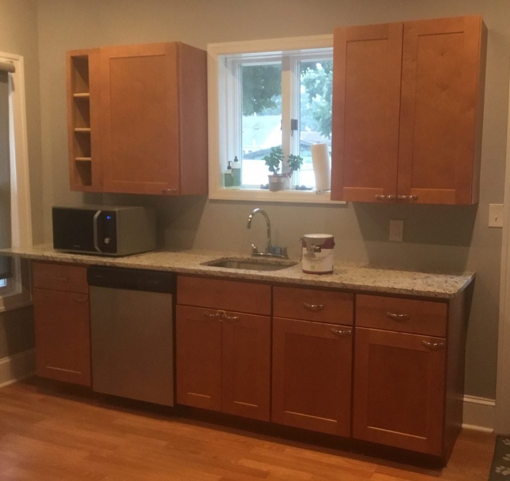 Brown Maple Cabinetry Before Painting