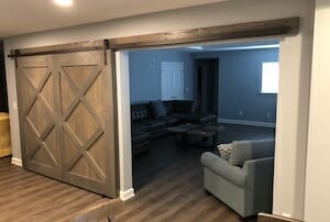 Basement Remodel with Custom Barn Door