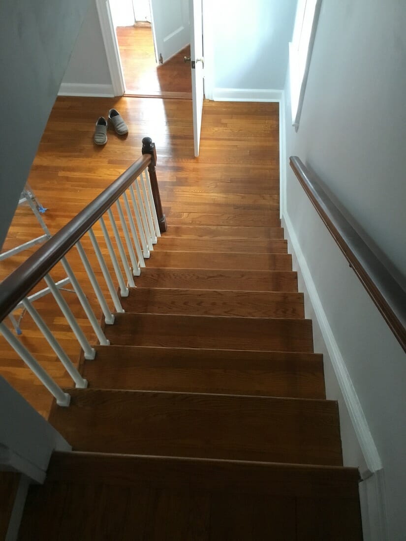 Refinishing Hardwood Stairs Before, Converting Stairs From Carpet To Hardwood Flooring