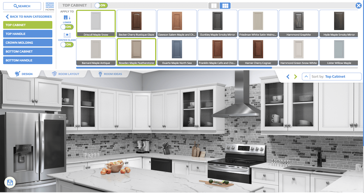 Kitchen cabinet color visualizer