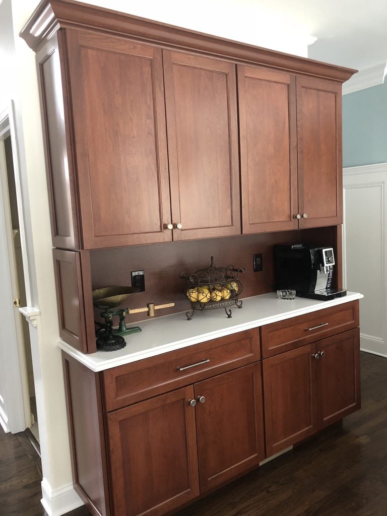 Cherry hutch for storage and coffee bar