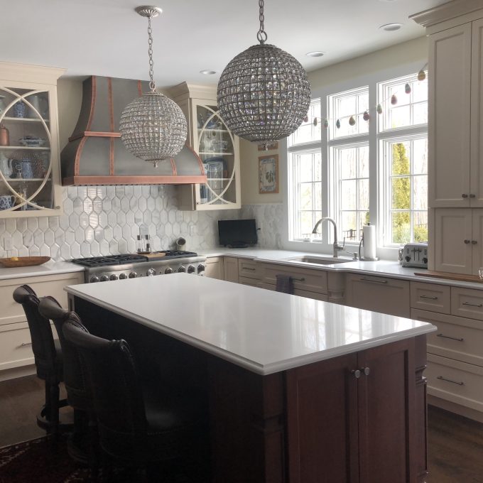 Two Toned Kitchen With A Hint Of Glamour Kitchen Remodel in Chester, NJ by Monk's Design Studio project photo