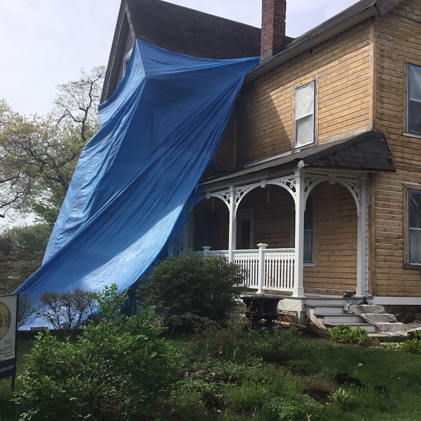 Tented House During Sanding