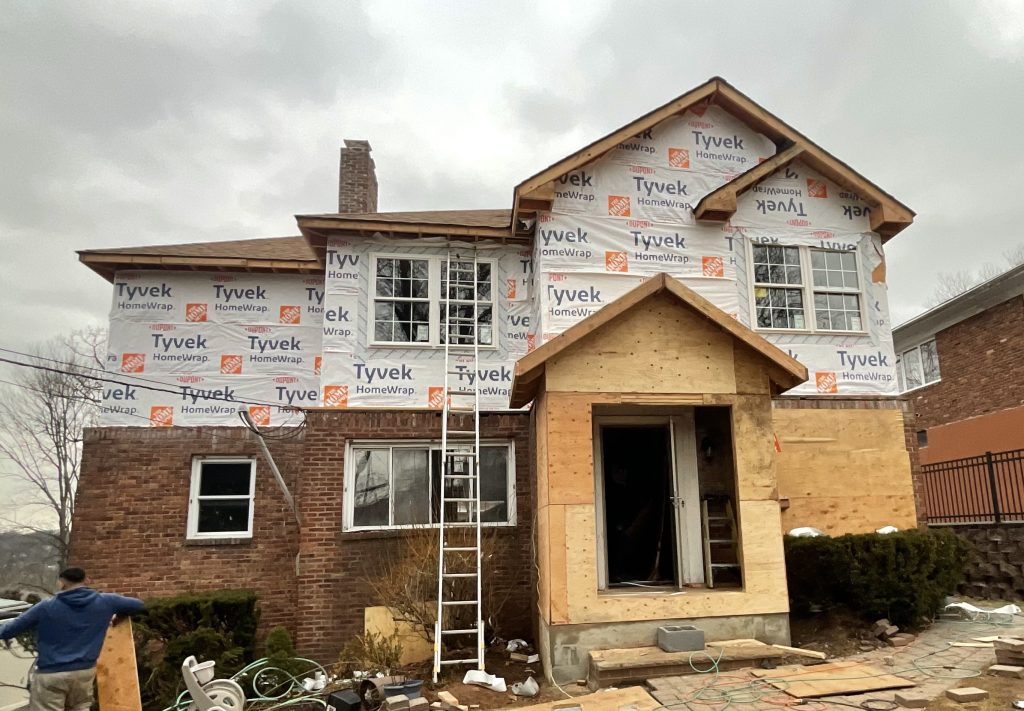 New portico and entryway in progress