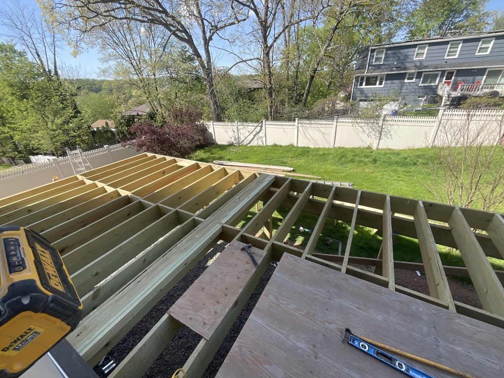 Building the new deck off the addition