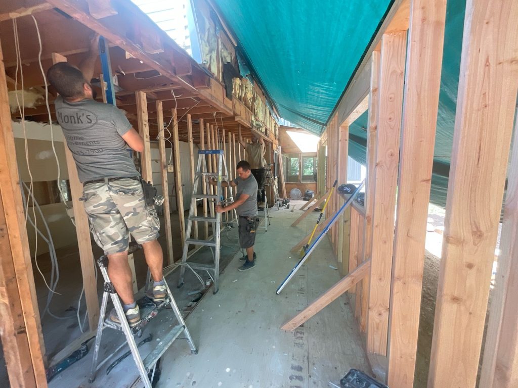 Temporary wall during kitchen expansion